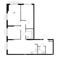 3 комнатная квартира 85 м² в ЖК Савин парк, дом корпус 1 - планировка