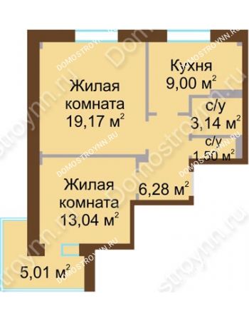 2 комнатная квартира 54,64 м² - ЖД Каскад на Даргомыжского