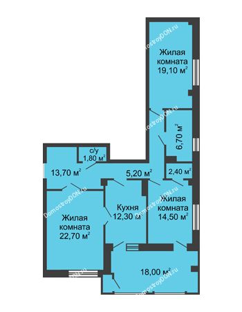 3 комнатная квартира 107,4 м² - ЖК Династия на Соборном