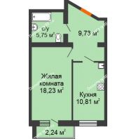 1 комнатная квартира 45,19 м² в ЖК Вознесенский, дом 2 этап - планировка