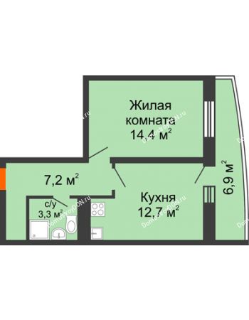 1 комнатная квартира 39,8 м² в ЖК Звезда Столицы, дом Литер 9