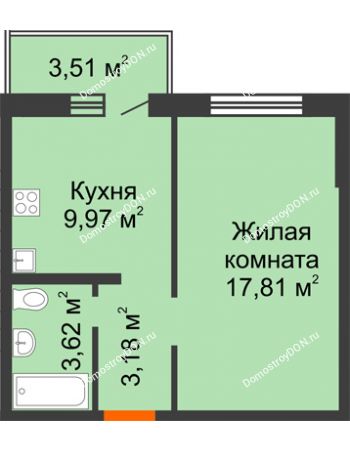 1 комнатная квартира 36,33 м² в ЖК Платовский, дом Литер 4