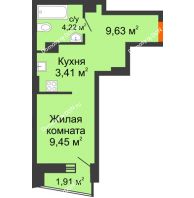 Студия 27,87 м² в ЖК Рубин, дом Литер 3 - планировка