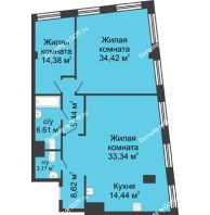 3 комнатная квартира 120,42 м², ЖК Гранд Панорама - планировка