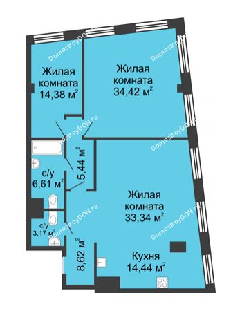 3 комнатная квартира 120,42 м² - ЖК Гранд Панорама