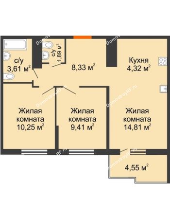 2 комнатная квартира 53,98 м² в ЖК Все свои VIP, дом Литер 5