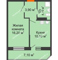 1 комнатная квартира 37,8 м² в ЖК Олимпийский, дом Литер 2 - планировка