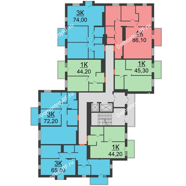 Планировка 12 этажа в доме № 2(2 этап) в ЖК Новый кленовый