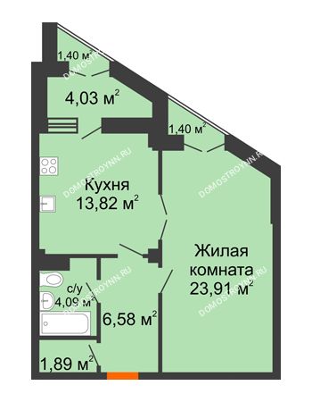 1 комнатная квартира 53,15 м² в ЖК Дом на Провиантской, дом № 12