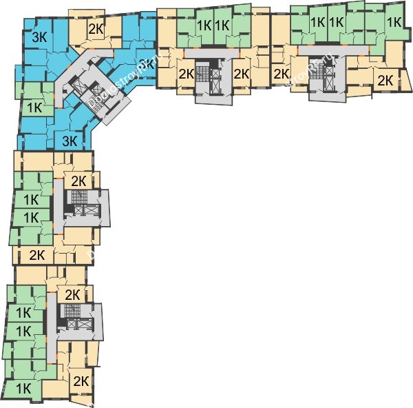 ЖК Сограт - планировка 14 этажа