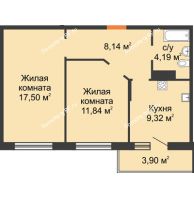 2 комнатная квартира 52,94 м² в ЖК Светлоград, дом Литер 22 - планировка