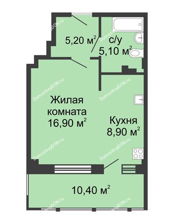 1 комнатная квартира 46,5 м² в ЖК Мега, дом № 2