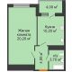 1 комнатная квартира 42 м² в ЖК Fresh (ЖК Фреш), дом Литер 2 - планировка