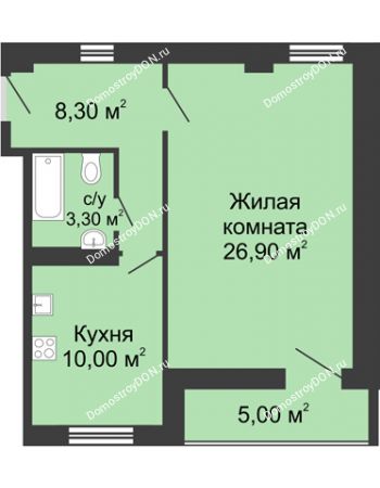 1 комнатная квартира 51 м² - ЖК Дом на Береговой