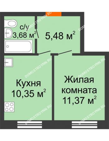 1 комнатная квартира 30,87 м² - ЖК Советский