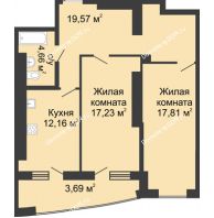 2 комнатная квартира 78,3 м² в ЖК Тихий Дон, дом № 3 - планировка