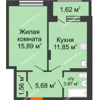 1 комнатная квартира 40,47 м² в ЖК Суворов-Сити, дом 1 очередь секция 6-13 - планировка