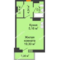 Студия 37,13 м² в ЖК Сокол на Оганова, дом Литер 1 - планировка
