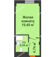 Апартаменты-студия 29,27 м², Апартаменты Бирюза в Гордеевке - планировка