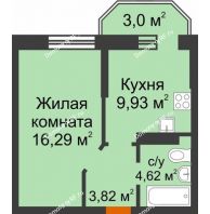 1 комнатная квартира 35,56 м² в ЖК Светлоград, дом Литер 15 - планировка