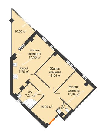 2 комнатная квартира 86,72 м² - КД Гран-При