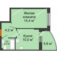 1 комнатная квартира 34,2 м² в ЖК Самолет, дом 4 очередь - Литер 22 - планировка