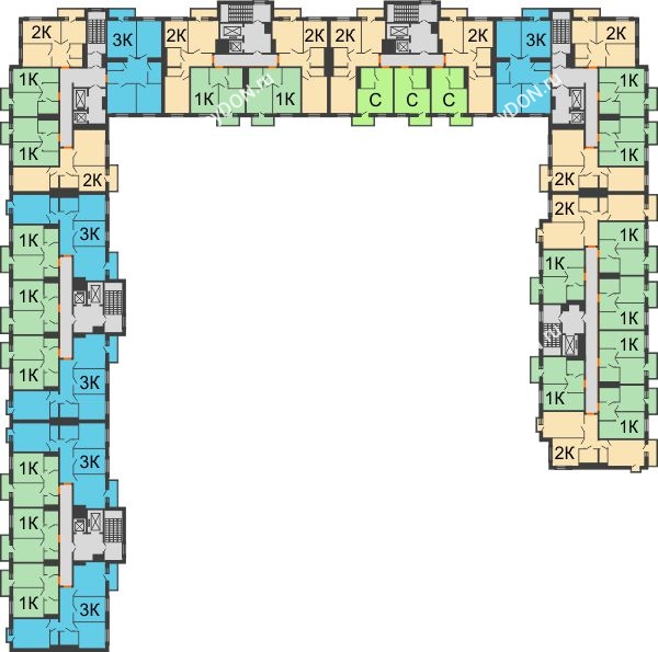Планировка 3 этажа в доме Корпус 5-4 в ЖК 5 Элемент (Пятый Элемент)