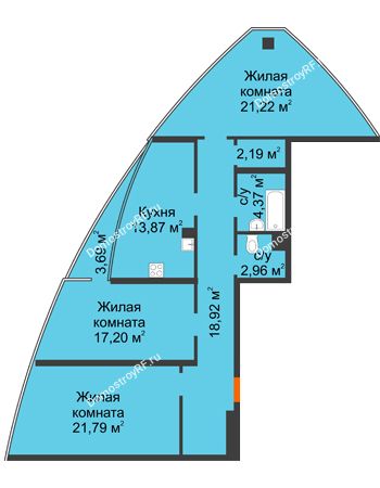 3 комнатная квартира 104,36 м² - ЖК Atlantis (Атлантис)
