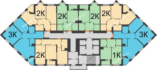 Планировка 3 этажа в доме № 1 в ЖК Новая Панорама