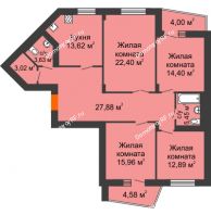 4 комнатная квартира 123,54 м² в Микpopaйoн  Преображенский, дом № 5 - планировка