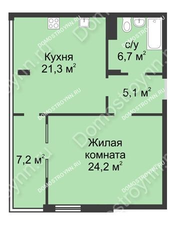 1 комнатная квартира 64,5 м² в ЖК Славянский квартал, дом № 5а, 7