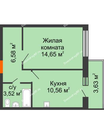 1 комнатная квартира 35,31 м² в ЖК Образцово, дом № 4