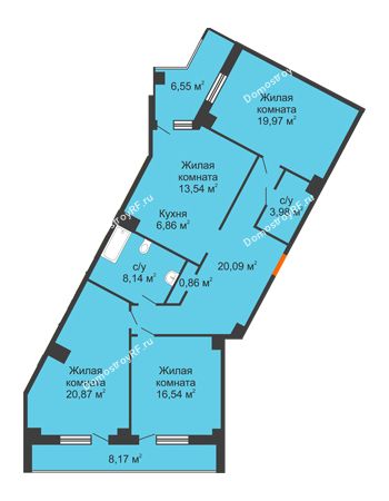 3 комнатная квартира 121,8 м² - КД Гран-При