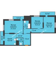 3 комнатная квартира 98,1 м², ЖК Космолет - планировка
