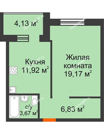 1 комнатная квартира 45,63 м² в ЖК Троицкий, дом № 1