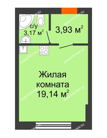 Студия 26,3 м² - ЖК Янтарный