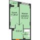 1 комнатная квартира 39,97 м² в ЖК Рубин, дом Литер 2 - планировка