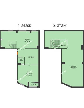 1 комнатная квартира 158,2 м² - ЖК ROLE CLEF