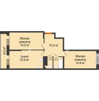 2 комнатная квартира 63,7 м² в ЖК Самолет, дом 4 очередь - Литер 22 - планировка