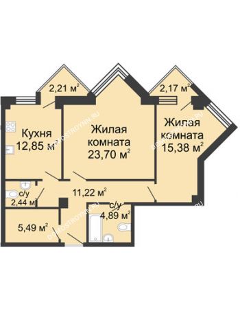 2 комнатная квартира 78,15 м² - ЖК С видом на Небо!