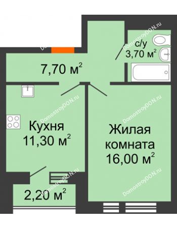 1 комнатная квартира 39,8 м² в ЖК НОРД-Премьер, дом № 13