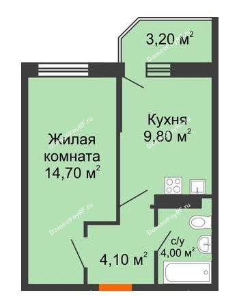1 комнатная квартира 33,6 м² в ЖК Олимпийский, дом Литер 1