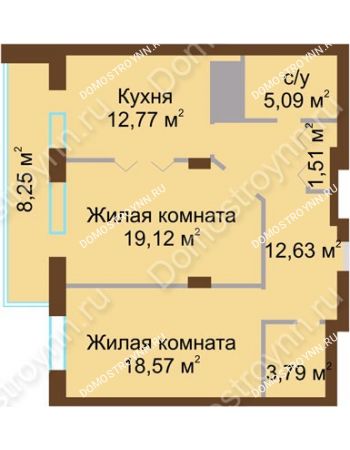 2 комнатная квартира 81,73 м² - ЖК Олимп