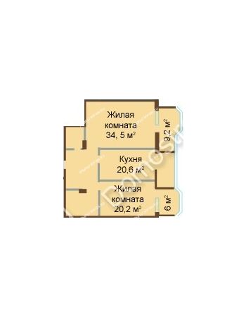 2 комнатная квартира 116,8 м² - ЖК Изумрудный замок