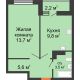 1 комнатная квартира 33,7 м² в ЖК SkyPark (Скайпарк), дом Литер 1, корпус 2, 1 этап - планировка