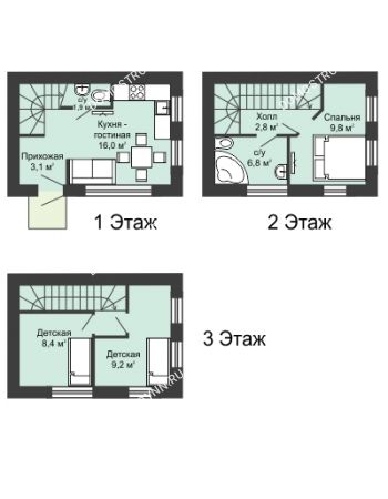 4 комнатная квартира 72 м² в КП Баден-Баден, дом № 13-1 (от 72 до 117 м2)