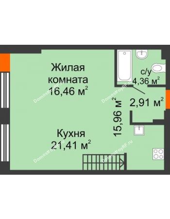 1 комнатная квартира 61,1 м² в ЖК DOK (ДОК), дом ГП-1.2