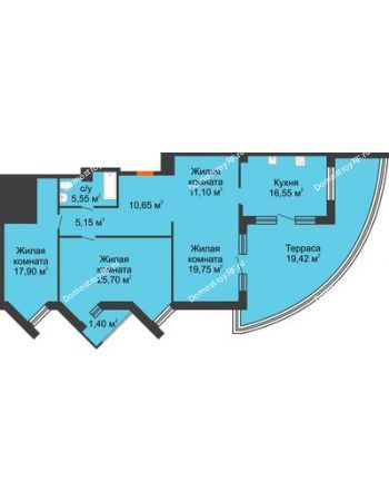 3 комнатная квартира 133,17 м² в ЖК Империал, дом Литер 9