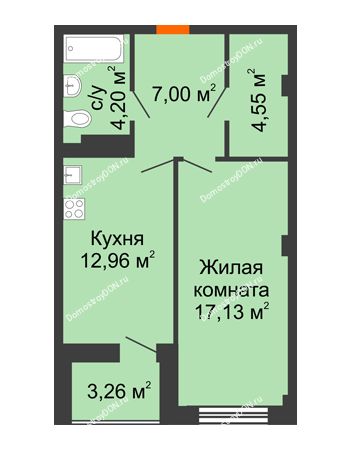 1 комнатная квартира 47,47 м² в ЖК Сокол на Оганова, дом Литер 4