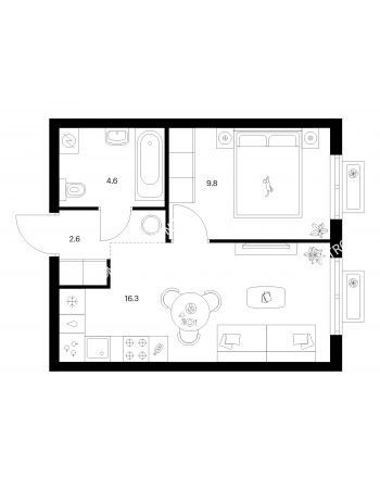1 комнатная квартира 33,3 м² в ЖК Савин парк, дом корпус 9